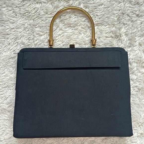 Chic Vintage 1950's MCM Mid Century Modern Black Handbag Purse Evening Bag - Picture 1 of 14